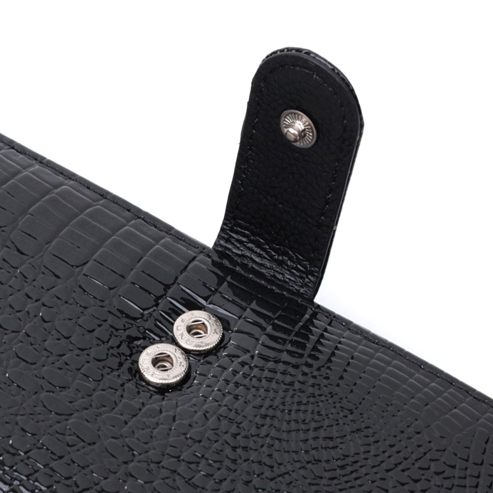 Лакированный кожаный кошелек с блоком для кредитных карт ST Leather 22683 Черный Киев - изображение 5