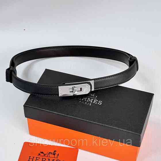 Чорний вузький жіночий шкіряний ремінь (280-2) Київ