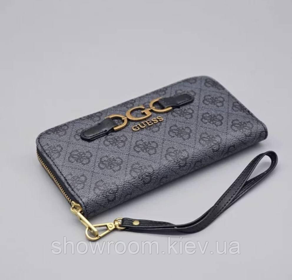 Жіночий гаманець з ремінцем на зап'ястя Guess (6051) сірий Київ - фото 1