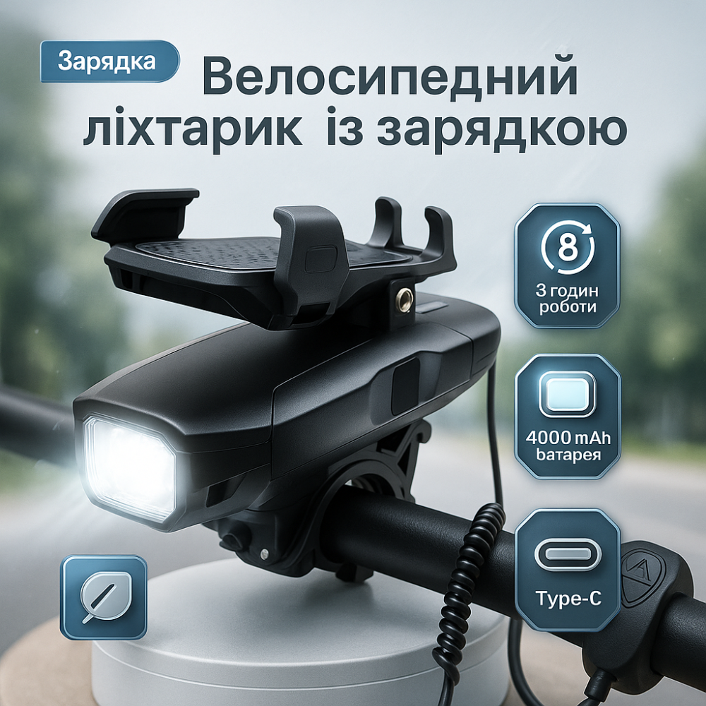 Usb перезаряжаемый велосипедный фонарь BG-1951/HJ-068, Фонарик для самоката и велика с индикацией ML-36 Львов - изображение 11