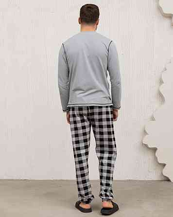 Мужская пижама серая клетка - Позитив - Family look Tom John 93487 M Киев
