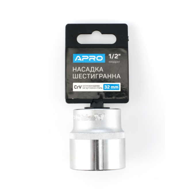 Насадка шестигранна 1/2" 32 мм CrV APRO Житомир - фото 1