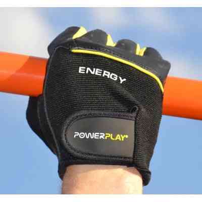 Перчатки для фитнеса PowerPlay 9058 Energy чорно-жовті M (PP_9058_M_Energy) Винница