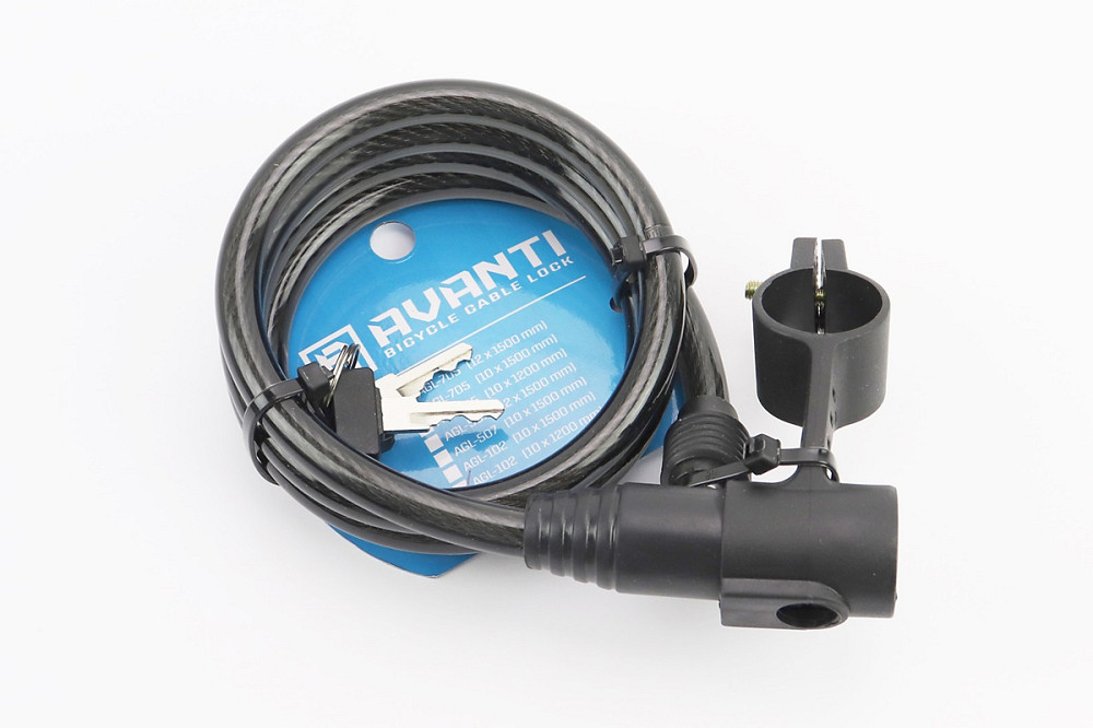 Замок протиугінний тросовий 1200х10мм під ключ, кріплення за трубу сидіння, AGL-102 Київ - фото 1