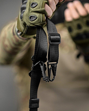 2х двухточечный ремень оружейный cordura черный мультикам ДЛ6322 Киев - изображение 7
