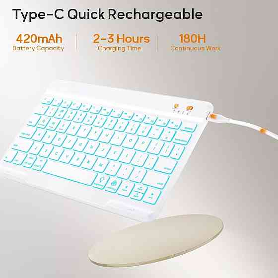 Клавиатура-чехол OYEEICE для iPad 10.2″ (7/8/9 поколения) с подсветкой RGB и аккумулятором зелёная 360° Киев