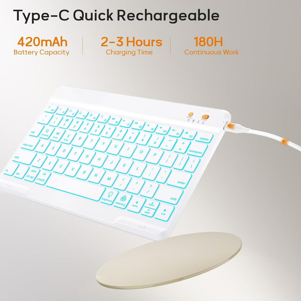 Клавиатура-чехол OYEEICE для iPad 10.2″ (7/8/9 поколения) с подсветкой RGB и аккумулятором зелёная 360° Киев - изображение 3