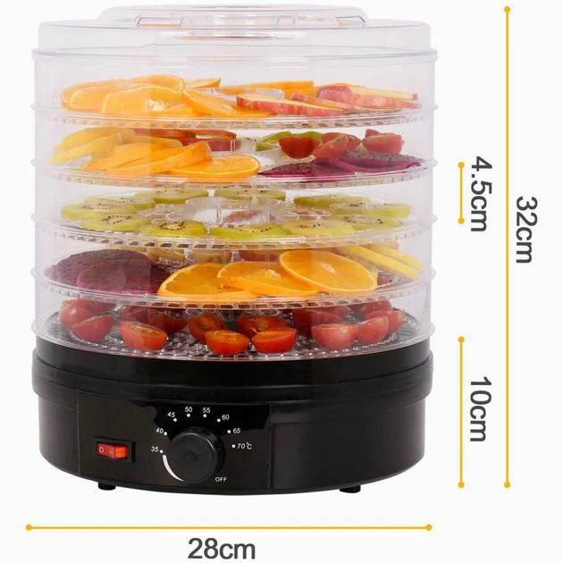 Сушарка для фруктів та овочів 5 ярусів 800Вт чорний Rainberg RB-912 електро дегідратор SG-98 Івано-Франківськ - фото 1