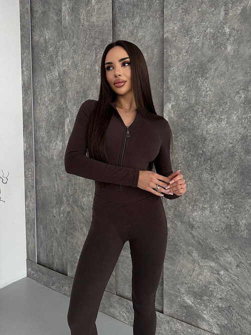 Женский теплый облегающий комбинезон пума Шоколад, 44/46 Одесса - изображение 2