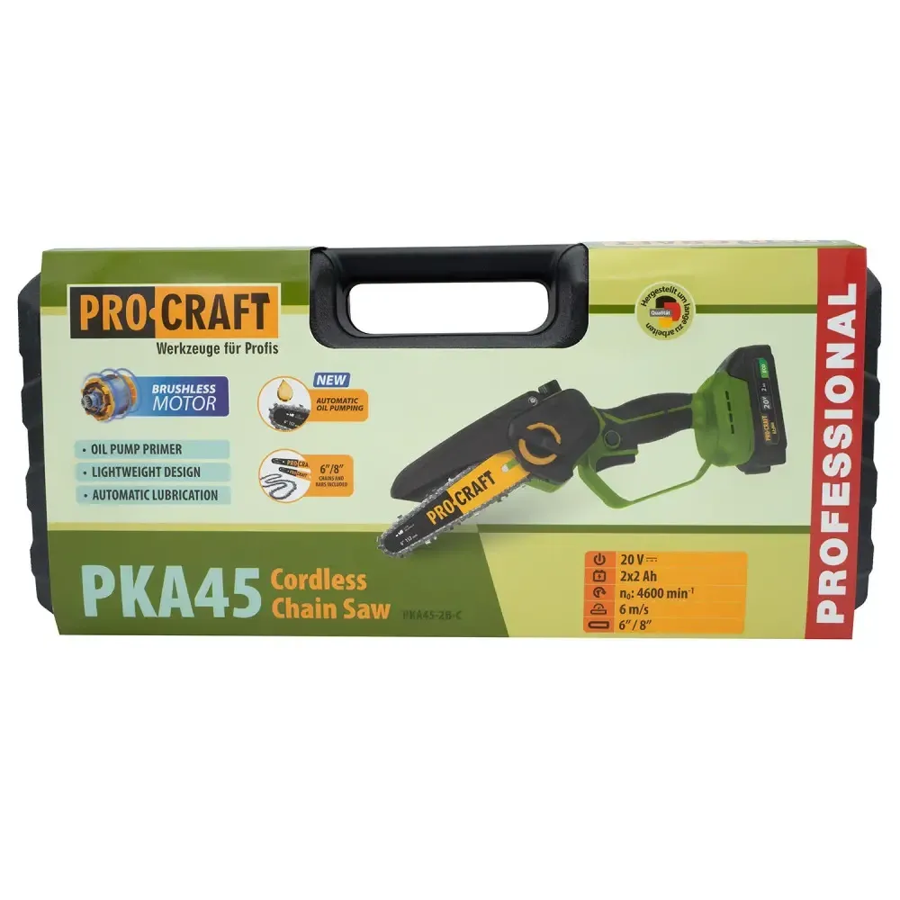 Мини пила аккумуляторная цепная Procraft PKA45, Пила с аккумулятором для дачи в кейсе, Безщеточная мини пила 4600 об/мин Львов - изображение 9