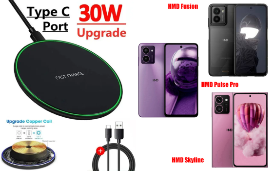 Бездротовий зарядний пристрій Copper до 30W для HMD Skyline, USB-C, LED Київ