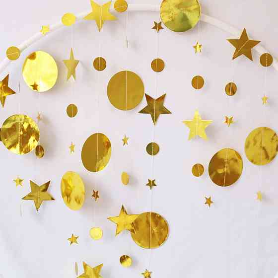 Гірлянда Зірочки та кружки на нитці 4 м золотистий Київ