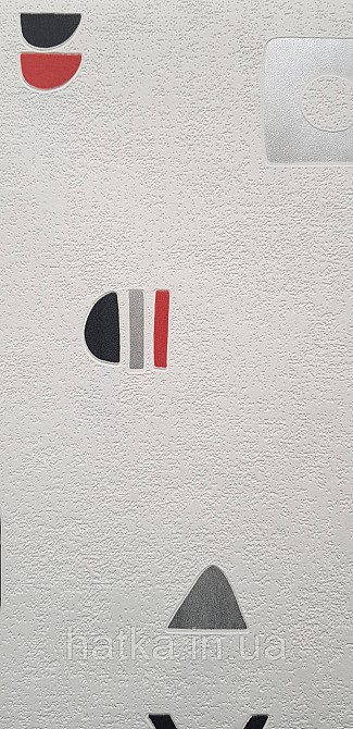 Шпалери вінілові на флізеліні Rasch Clasik 0,53х10 дитячі фігури знаки червоні сірі на білому Київ - фото 1