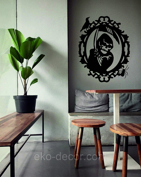 Декоративное настенное Панно «Смерть с косой», Декор на стену 90*70 см, Черный Киев - изображение 7