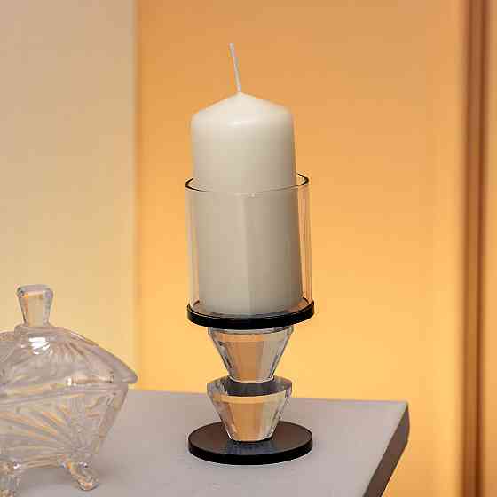 Підсвічник скляний 6×13 см на одну свічку підсвічник келих на ніжці декоративний Сірий HP-4-20M Коломия