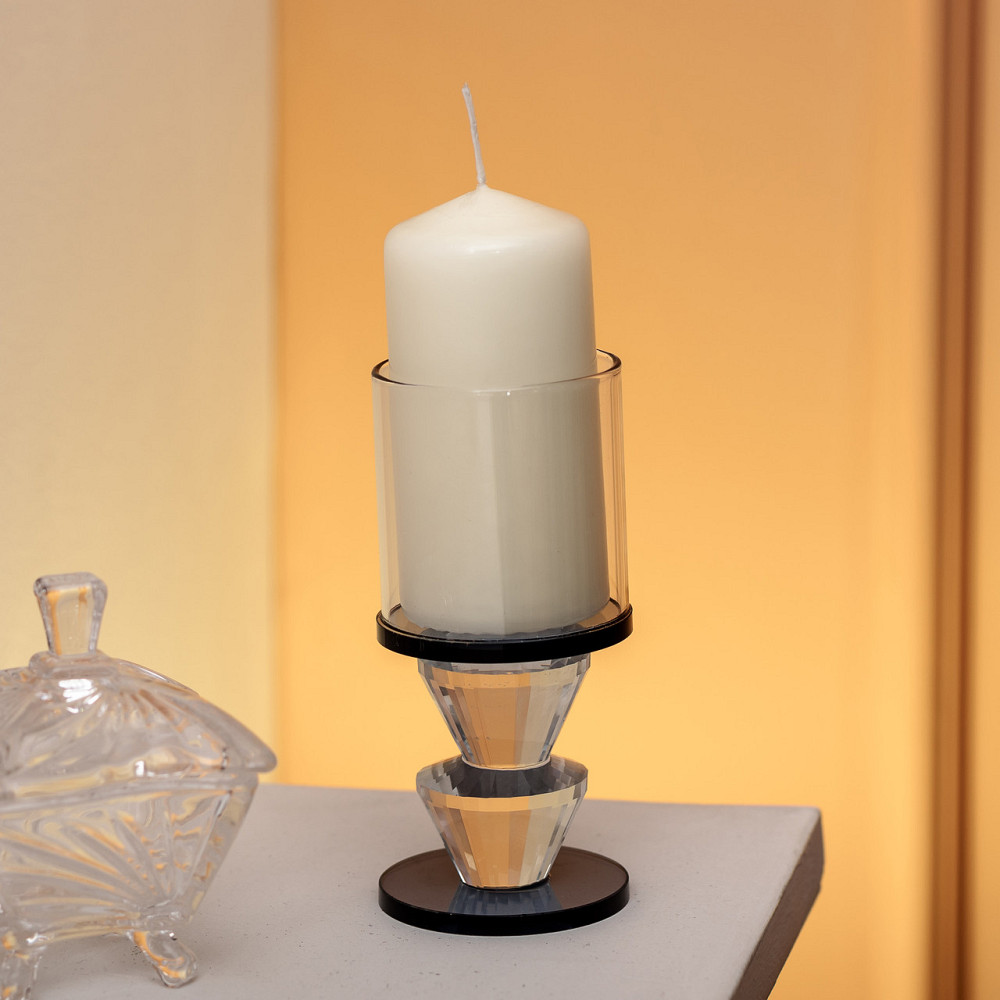 Підсвічник скляний 6×13 см на одну свічку підсвічник келих на ніжці декоративний Сірий HP-4-20M Коломия - фото 3