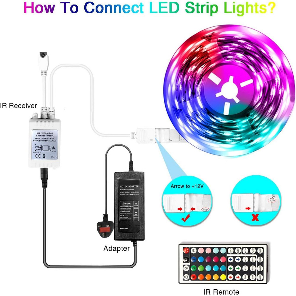 LED-лента Phopollo RGB 7,5 м: многоцветная лента с пультом ДУ и 44 режимами, 12В Киев - изображение 14