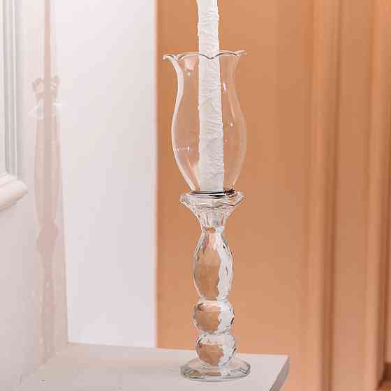 Yiwu Підсвічник скляний 7×31.5 см підсвічник декоративний келих на ніжці HP-4-5M Коломия