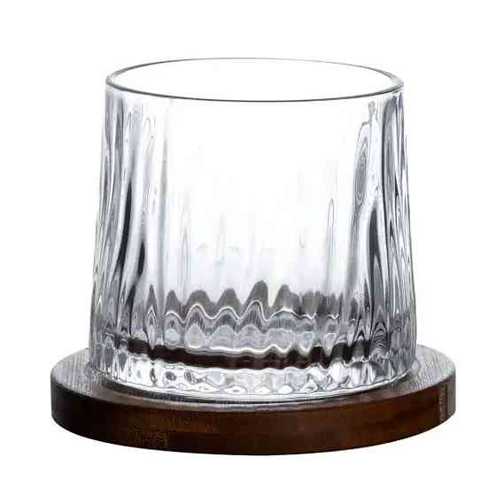 Склянка для віскі Dof 300 мл Jiga Rotating Rocks glass з бамбуковою підставкою HP1601 Київ
