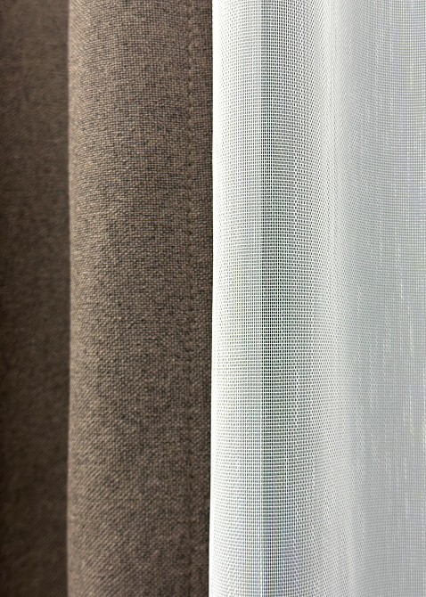 Комплект штор VR-Textil 100% блекаут ASHEN NIGHT 100х270 2шт і Тюль 400х270 1854ш-1153т коричневий з білим 71-094/2 Київ - фото 6