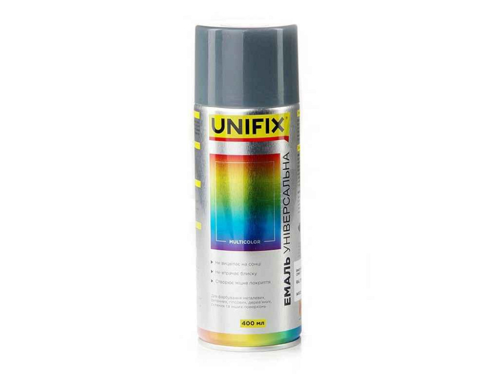 Краска аэрозольная 400мл серый акриловая универсальная RAL 7046 ТМ UNIFIX Киев - изображение 1