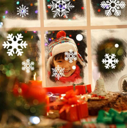 Новорічні наклейки на вікна Сніжинки 50 на 35 см білий Київ - фото 9