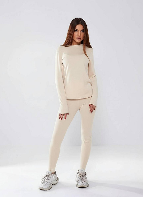 Жіноча повсякденна термобілизна хб джерсі на флісі Молочний, L-XL Одеса - фото 1