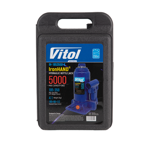 Гидравлический телескопический домкрат Iron Hand 5 т, чемодан, подъем 185-358 мм, 4,1 кг (IH-185355D-K) Харьков - изображение 8
