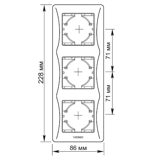 BINERA чорний графіт Рамка вертикальна 3-а Videx Житомир - фото 2