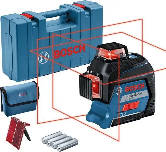 Профессиональный линейный лазерный нивелир Bosch Professional GLL 3-80 в кейсе с мишенью и чехлом Киев - изображение 1