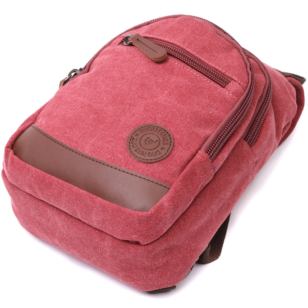 Чоловіча стильна сумка через плече з ущільненою спинкою Vintagе 22175 Бордовий Київ - фото 7