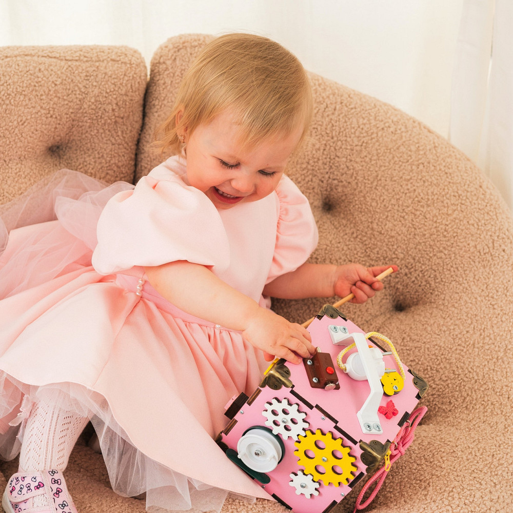 Маленький Бізікуб 15*15*15 Рожевий дитячий розвивальний куб міні Бізикуб для дівчинки Бізіборд Тернопіль - фото 4