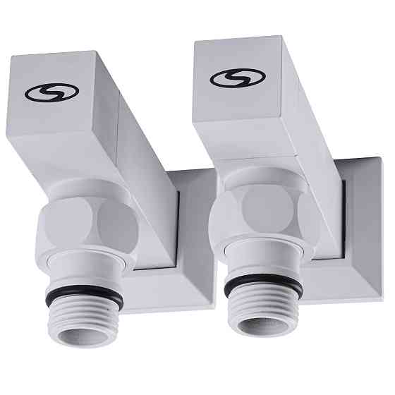 Набір Кран напівобертовий кутовий з американкою SOLOMON LUX 1/2″ CUBE WHITE 8888 (1уп) Тернопіль