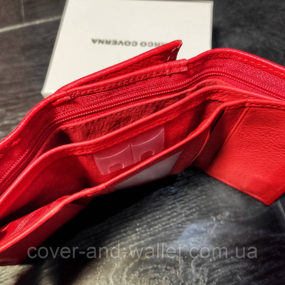 Компактный кожаный женский кошелек на магнитах красного цвета Marco Coverna 1419 Киев - изображение 5