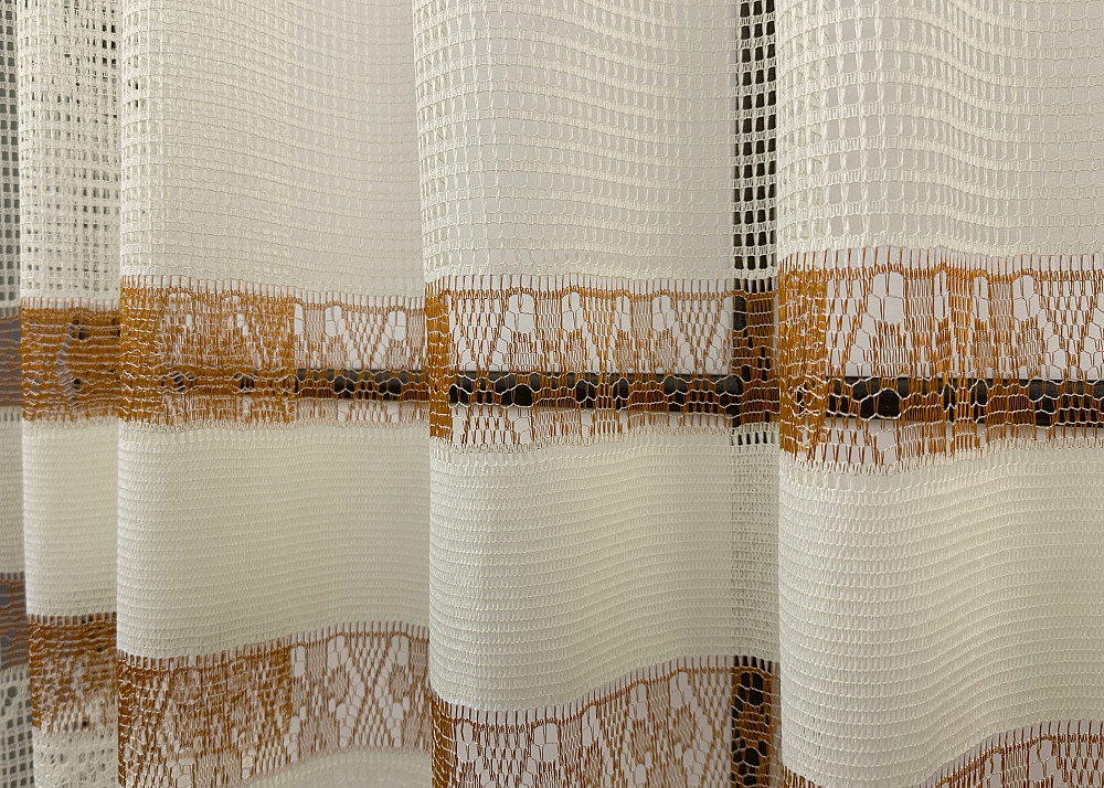 Тюль сетка VR-Textil Juli № 1876т Арка на кухню цвет молочный с карамельным 300х145 см (53-0143) Киев - изображение 4