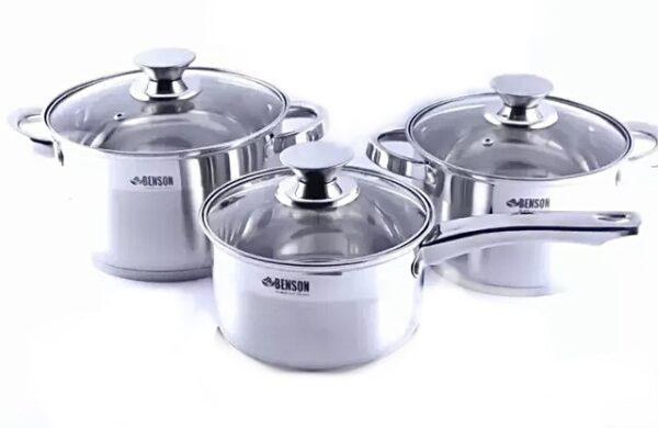 Набір каструль неірж 6 пр 2,1 л; 2,9л; 3,9 л BN 198 (4 шт./яск) Одеса - фото 1