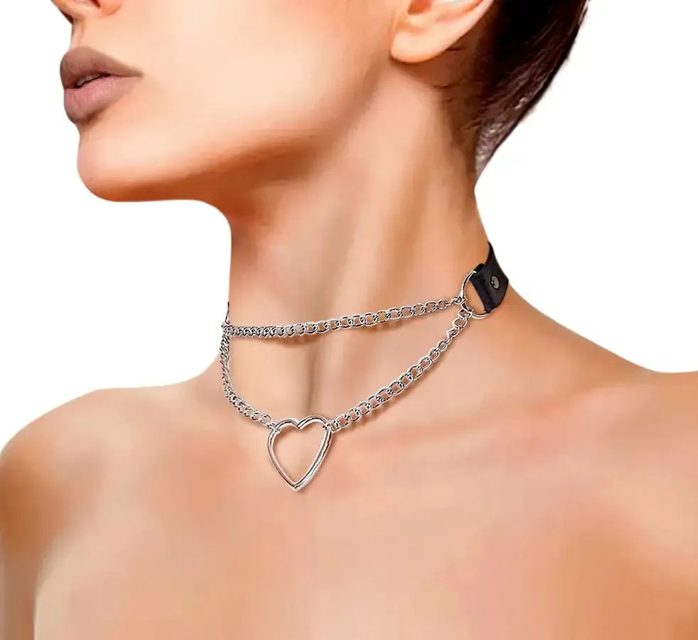 Чокер на шию Серце Art of Sex - Paris, з натуральної шкіри, колір Чорний Львов - изображение 1