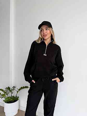 Женский стильный повседневный костюм двойка трикотажный ольвет Черный, 50/52 Одесса