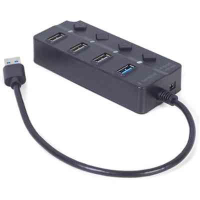 Концентратор Gembird 4 ports (1xUSB3.1+3xUSB2.0) switch black (UHB-U3P1U2P3P-01) Вінниця