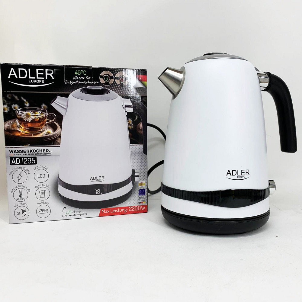Чайник металлический Adler AD 1295w 1.7л 1850Вт электрический с терморегулятором 40-100 °С White PR-26 Львов - изображение 18