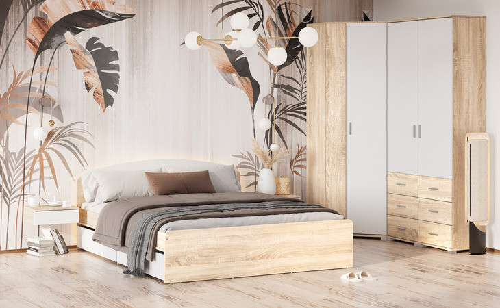 Двуспальная кровать Эверест Астория с двумя ящиками 160х200 см Дуб сонома/Белый (DTM-073876) Львов - изображение 7