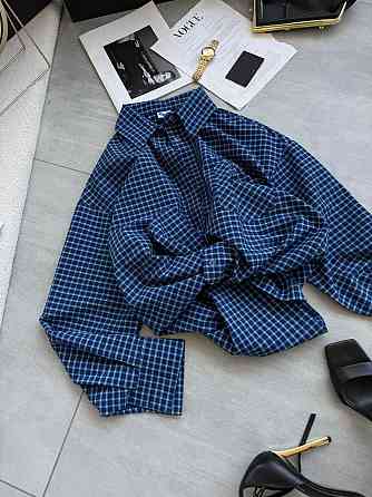 Жіноча стильна оверсайз сорочка у клітинку котон стрейч Одеса