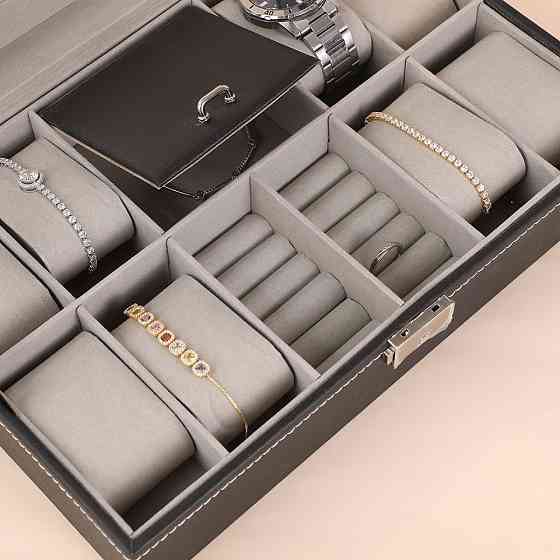 Шкатулка для украшений, аксессуаров и драгоценностей футляр для хранения из искусственой кожи 30.3х20.3х8 см Каменец-Подольский