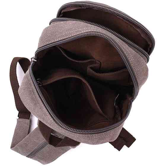 Оригінальна сумка-рюкзак з двома відділеннями із щільного текстилю Vintage 22161 Сірий Київ