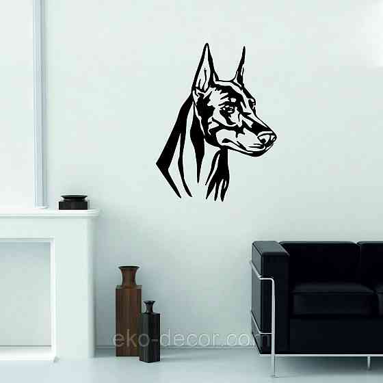 Декоративне настінне Панно «Доберман», Декор на стіну 90*63 см, Чорний Київ