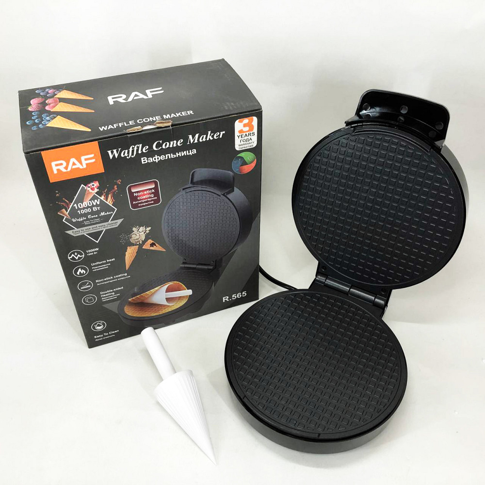 Вафельница с антипригарным покрытием RAF R.565 1000 Вт, Вафельница для рельефных вафель YM-48 Львов - изображение 6