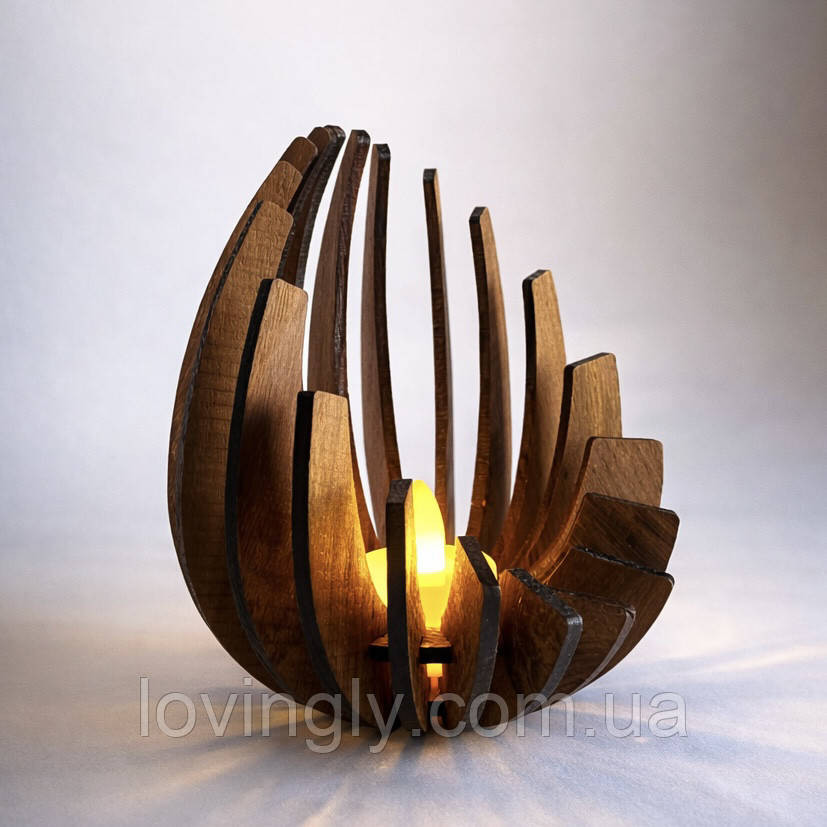 Підсвічник для чайної свічки з натурального дерева. Дерев'яний інтер'єрний підсвічник. Ірпінь - фото 8