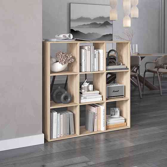 Стеллаж VAYS M-20 Дуб Сонома, книжная полка с 9 ячейками, ЛДСП, 108×29×108 см - для дома, офиса, детской или гостиной Львов
