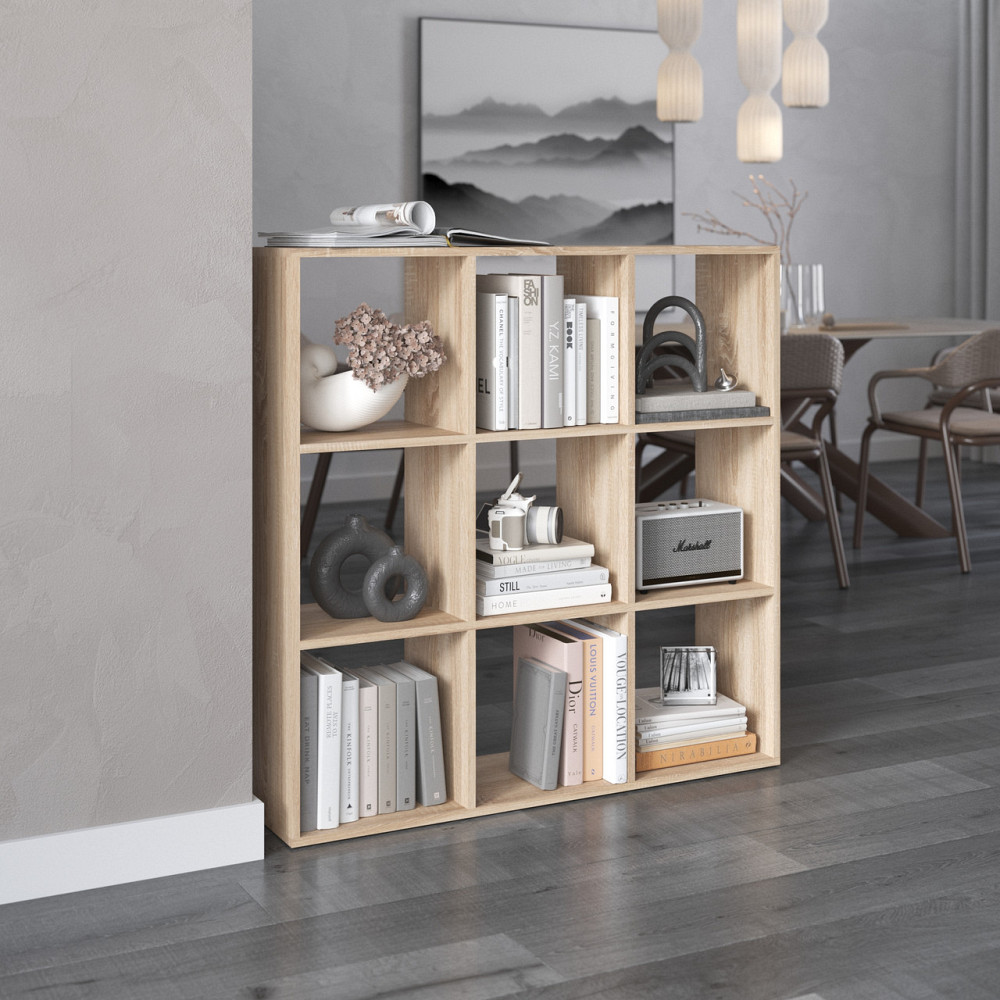 Стеллаж VAYS M-20 Дуб Сонома, книжная полка с 9 ячейками, ЛДСП, 108×29×108 см - для дома, офиса, детской или гостиной Львов - изображение 2