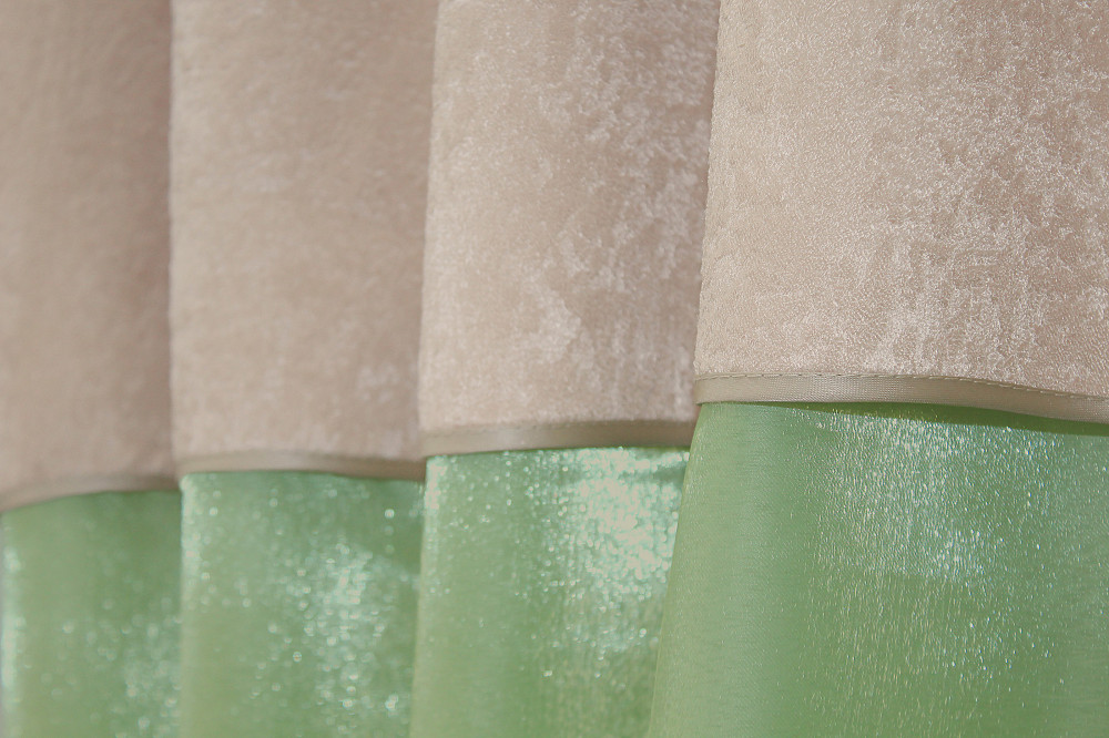 Кухонные шторы VR-Textil № 073к с ламбрекеном и подхватами светло-оливковый с песочным 270х170 см (52-0475) Киев - изображение 4